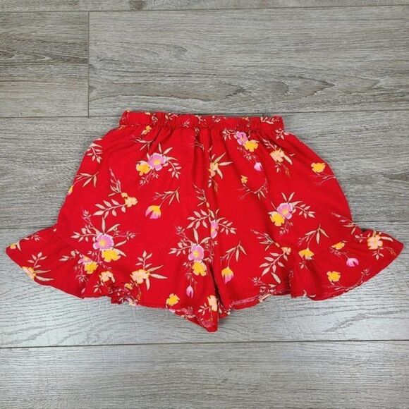 STREETWEAR Society Red Floral Ruffle Shorts Small - Picture 8 of 13